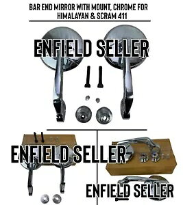 }Egto[Gh~[AN[ CGtB[hq}&XN411ɓK BAR END MIRROR WITH MOUNT, CHROME Fit For Royal Enfield Himalayan & Scram 411