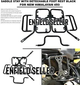 uO\ȃtbgXgtThXe[AubNv V^q} 450 ɓK "SADDLE STAY WITH DETECHABLE FOOT REST, BLACK" FIT FOR NEW HIMALAYAN 450