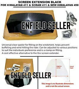 XN[GNXeV ubN RE q} 411 & XN 411 & NEW q} 450 ɓK SCREEN EXTENSION BLACK FIT FOR RE HIMALAYAN 411 & SCRAM 411 & NEW HIMALAYAN 450