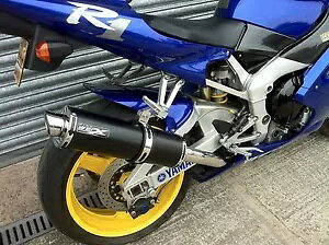 }n YZFR1 YZF R1 98-01 Eh pE_[ ubN [X GL][Xg JATCT[B R/@I Yamaha YZFR1 YZF R1 98-01 Round Powder Black Race Exhaust Can, Silencer. R/Legal