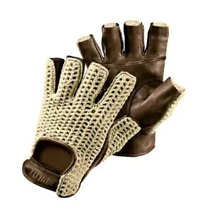 pCbg1 n[ttBK[hCrOO[u M -uE- Pilot-1, Half Finger Driving Gloves - M - Brown-