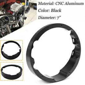 ブラックビレットレイクヘッドライトベゼルアダプター ハーレーツーリングモデル 1994-2023 用 Black Billet Raked Headlight Bezel adapter for Harley Touring Models 1994-2023