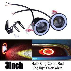 3C` 76MM COB bh tHO Cg vWFN^[ J[v n[ GWF AC LED jo[T 3" 76MM COB Red Fog Light Projector Car Lamp Halo Angel Eyes LED Universal