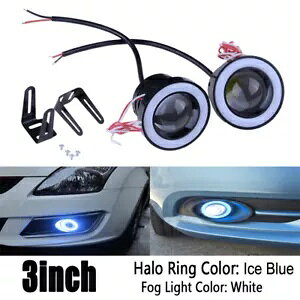 3C` 76MM COB ACXu[ tHOCg vWFN^[ J[v n[ GWFAC LED jo[T 3" 76MM COB Ice Blue Fog Light Projector Car Lamp Halo Angel Eyes LED Universal