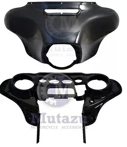 rrbhubN 2014 15 16 ȍ~ n[[c[OpAE^[уCi[tFAO obgEBO Vivid Black 2014 15 16 & Up Outer and Inner Fairing Batwing for Harley Touring