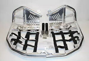 ^XN tbg yO i[t o[ q[ K[ht Vo[ ubN EFrOt-19-2281 Tusk Foot Peg Nerf Bars With Heel Guards Silver With Black Webbing-19-2281