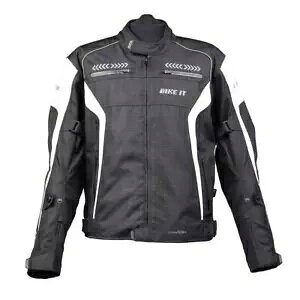 BikeIt Flux c[O I[goC WPbg hoCN Y ubN zCg BikeIt Flux Touring Motorcycle Jacket Waterproof Motorbike Mens Black White
