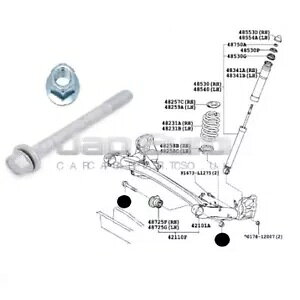 g^ At@[h 2008-2016 ibg & {gAANXTut[ubVp For Toyota Alphard 2008-2016 Genuine Nut & Bolt For Rear Axle Subframe Bush