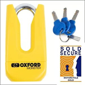 OXFORD OF36M �Z�L�����e�B�����X�^�[ ������ �o�C�N �o�C�N �C�G���[ �f�B�X�N���b�N OXFORD OF36M Security Monster Ultra Strong Motorcycle Motorbike Yellow Disc Lock �y���s�A���i�z