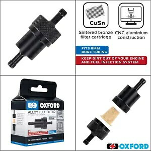 オックスフォードオートバイバイク合金燃料フィルター 8 ミリメートルアルミユニバーサルフィルター Oxford Motorcycle Motorbike Alloy Fuel Filter 8mm Aluminium Universal Filter