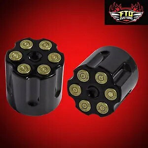 Revolver Bullet ubN ANX Jo[ 2008-2014 n[[_rbh\ c[OoCNp Revolver Bullet Black Axle Covers for 2008-2014 Harley Davidson Touring Bikes