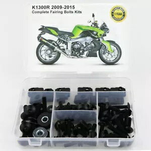 BMW K1300R 2009-2015 ���S�ȃt�F�A�����O�{���g�{�f�B���[�N�l�W�L�b�g�u���b�N�ɓK�� Fit For BMW K1300R 2009-2015 Complete Fairing Bolts Bodywork Screws Kit Black �y���s�A���i�z