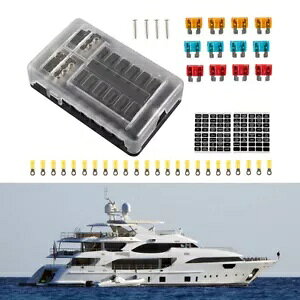 12Ƀq[Y{bNX LEDCWP[^Jo[ 12Ƀ}CiXz[q 12-Way Fuse Box LED Indicator Cover 12 Circuits Negative Distribution Terminal