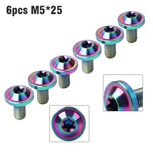 `^lW M5 x 25mm gNX gClW 6 { C{[- 6pcs Titanium Alloy Screws M5 x 25mm Torx Tray Screws Rainbow-