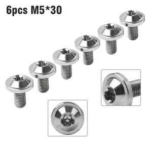 6 {̃`^lW M5*30mm gNXƃtWlW Vo[- 6pcs Titanium Screws M5*30mm Torx Head and Flanges Head Screws Silver-