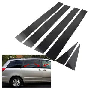 g^ VGi 2004-2010 p ubN hA EBhE R |Xg g 6  6pcs Black Door Window Column Post Trim for Toyota Sienna 2004-2010-