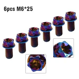 `^lW M6 x 25mm gNXwbhtW 6 { I[goCA]ԗp- 6pcs Titanium Screws M6 x 25mm Torx Head Flanges for Motorcycle, Bicycle-