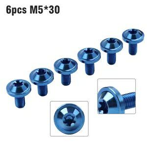 6 �{�̃`�^���l�W M5*30mm �g���N�X���ƃt�����W���l�W �u���[- 6pcs Titanium Screws M5*30mm Torx Head and Flanges Head Screws Blue-