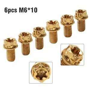 6 I[goC]ԃ`^lW M6 * 10 ~[ggNXwbhtWYwbhS[h- 6pcs motorcycle bicycle titanium screw M6*10mm torx head flanges lens head gold-