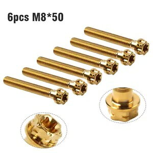 6 �̃`�^���l�W�g���N�X�w�b�h�t�����W�l�W M8x50mm �S�[���h�I�[�g�o�C�p- 6pcs Titanium Screws Torx Head Flanges Screws M8x50mm Gold For Motorcycle- �y���s�A���i�z