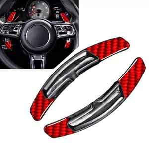 |VF pi[ JCG 911 pbh XeAO zC[ Vtg bJ[ GNXeV Red Steering Wheel Shift Rocker Extension for Porsche Panamera Cayenne 911-