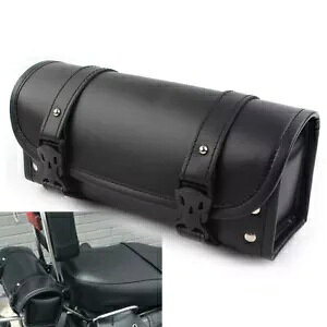 オートバイPUレザーサイドサドルバッグ収納フォークツールポーチユニバーサルブラック Motorcycle PU Leather Side Saddle Bags Storage Fork Tool Pouch Universal Black