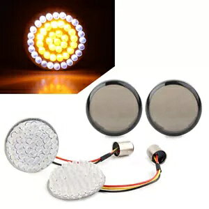 n[[ _Ci [h Xg[g OCh X[N ubg tg ^[ VOi LED Cg plɓK Fit Harley Dyna Road Street Glide Smoke Bullet Front Turn Signal LED Light Panel