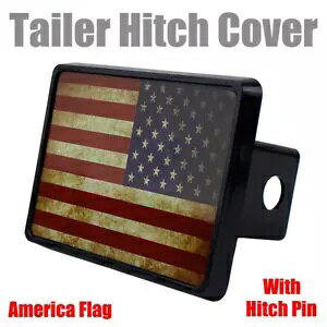 jo[T 2 "V[o[Ԃ̎Ԍe[[qb`Jo[ԕčƃs Universal For 2" Receivers Car Auto Tow Tailer Hitch Cover Red USA Flag With Pin