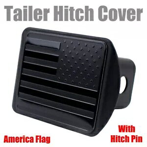 jo[T 2 "V[o[Ԍe[[qb`Jo[čst Universal For 2" Receivers Car Tow Tailer Hitch Cover Black USA Flag With Pin