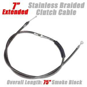 =+7 �C���`�X�e�����X�ґg�N���b�`�P�[�u���n�[���[ 90-06 �\�t�e�C�� / 93-05 �_�C�i�X���[�N�p +7" Stainless Braided Clutch Cable For Harley 90-06 Softail / 93-05 Dyna Smoke