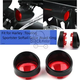 2" Turn Signal Light Lens Cover Black & Red Bezels Visor Fit For Harley Touring 2" Turn Signal Light Lens Cover Black & Red Bezels Visor Fit For Harley Touring