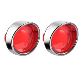 ターンシグナルライトレッドレンズカバークロームベゼルバイザーハーレーソフテイルダイナFXS用 Turn Signal Light Red Lens Cover Chrome Bezels Visor For Harley Softail Dyna FXS