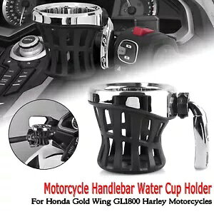 �I�[�g�o�C�n���h���o�[�J�b�v�z���_�[�z���_�S�[���h�E�B���O GL1800 �N���[���u���b�N Motorcycle Handlebar Cup Holder For Honda Gold Wing GL1800 Chrome Black