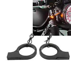 2x tg 28mm-58mm tH[N^[VOiCWP[^[Cg n[[`bp[p ubN 2x Front 28mm-58mm Fork Turn Signal Indicator Light For Harley Chopper Black
