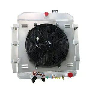 1955-1959 1957 V{[ GMC C/K 100/150 gbNsbNAbv 3 RAWG[^[ + VEht@p For 1955-1959 1957 Chevy GMC C/K 100/150 Truck Pickup 3 Core Radiator+Shroud Fan