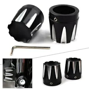 CNC tgANXibgJo[ ubN n[[_Ci GNg Xg[g OCh [hLOp CNC Front Axle Nut Covers Black For Harley Dyna Electra Street Glide Road King