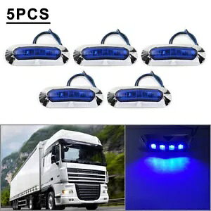 5x 4 LED TCh NAX }[J[ Cg  gbN g[[ sbNAbv 12V 24V u[ 5x 4 LED Side Clearance Marker Light For Car Truck Trailer Pickup 12V 24V Blue