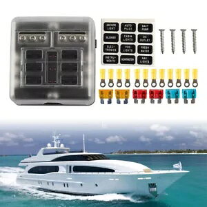 6Way q[Y{bNXz_[q[YubNq[Y[q LED xJo[} 6Way Fuse Box Holder Fuse Block Fuses Terminals LED Warning Light Cover Marine