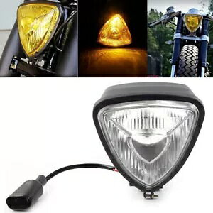 12V gCAO I[goC wbhCg NA Y n[[ `bp[ {o[ JX^p 12V Triangle Motorcycle Headlight Clear Lens for Harley Chopper Bobber Custom