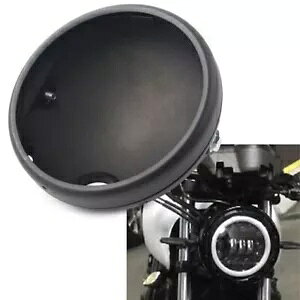 オートバイマットブラックヘッドライト 7 インチレトロ LED ヘッドライトシェルフィットハーレー Motorcycle Matte Black Headlight 7-Inch Retro LED Headlight Shell Fit Harley