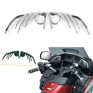�N���[���o�C�N�t�����g�X�s�[�J�[�A�E�^�[�g���������z���_GL1800 & F6B 2006-2017�ɓK�� Chrome Motorbike Front Speaker Outer Trim Decor Fit Honda GL1800 & F6B 2006-2017 �y���s�A���i�z
