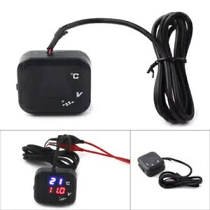 I[goCCv LED dvdxv[^[ USB Motorcycle Air Temperature Gauge LED Voltmeter Voltage Thermometer Meter USB