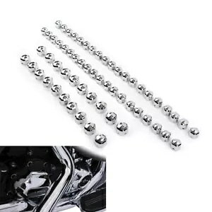60 GWt[{gLbvJo[N[n[[[hXg[gOCh\teCp 60 pcs Engine Frame Bolt Caps Cover Chrome For Harley Road Street Glide Softail