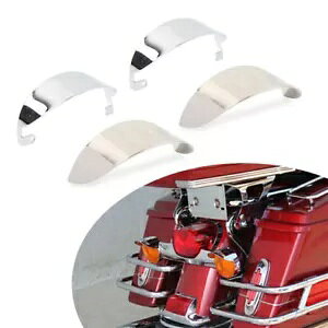 2x �N���[�� �t�����g �^�[�� �V�O�i�� �o�C�U�[ �J�o�[ �n�[���[ �c�[�����O 86-17 FLHT & FLSTC �ɓK�� 2x Chrome Front Turn Signal Visors Cover Fit Harley Touring 86-17 FLHT & FLSTC �y���s�A���i�z