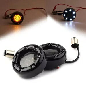 2x 7 LED ubNt@CAO ^[VOiCg n[[ \teC _Cip 2x 7 LED Black Fire Ring Turn Signals Lights For Harley Softail Dyna