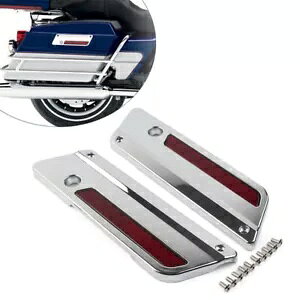 N[ ThobO K[h b` Jo[ bhtN^[t n[[ c[O 1993-2013p Chrome Saddlebag Guard Latch Cover w/Red Reflectors for Harley Touring 1993-2013
