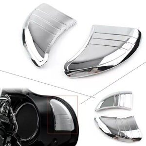 2x N[gCCi[tFAO~[Jo[tFAOtBbgn[[c[OOCh 2x Chrome Tri-Line Inner Fairing Mirror Cover Fairing Fit Harley Touring Glide