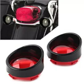 US ブラック W/レッド ターンシグナル ライト レンズ カバー ベゼル バイザー ハーレー ダイナ ソフテイル用 US Black W/Red Turn Signal Light Lens Cover Bezels Visor For Harley Dyna Softail