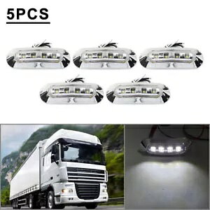 5x 4 LED TCh NAX }[J[ zCg Cg  gbN g[[ sbNAbv 12V 24V ɓK 5x 4 LED Side Clearance Marker White Light Fit Car Truck Trailer Pickup 12V 24V