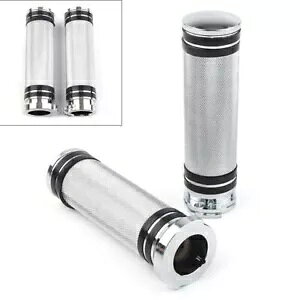 2x 1 C` N[ nho[ nh Obv tBbg X|[cX^[ _Ci \teC c[O V-bhp 2x 1" Chrome Handlebar Hand Grips For Fit Sportster Dyna Softail Touring V-Rod